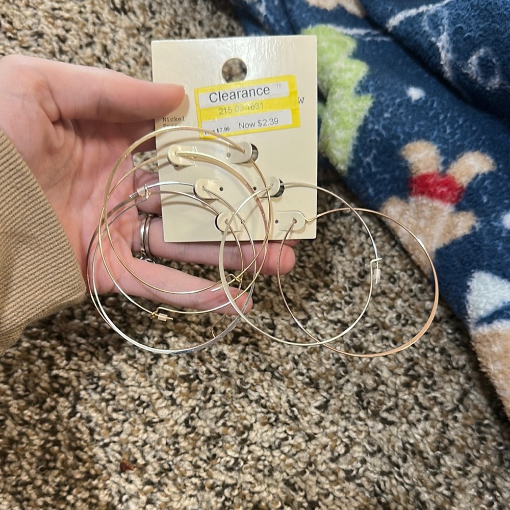 Gold and Silver Hoop Earrings Set